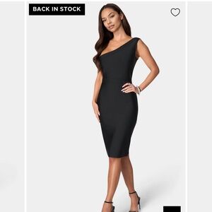 bebe Size Medium One-Shoulder Black Bandage Dress